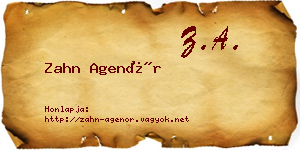 Zahn Agenór névjegykártya
